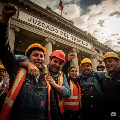 Trabajadores en Chile celebrando ganar un juicio laboral por despido injustificado